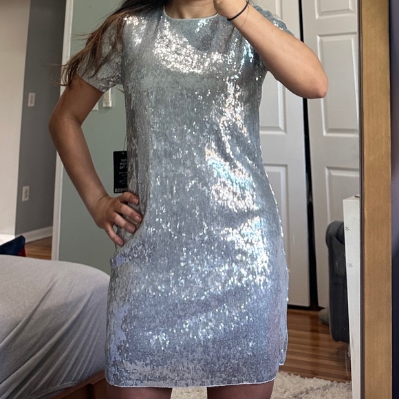 Express Silver sequins Dress. Size S - Picture 2 of 5